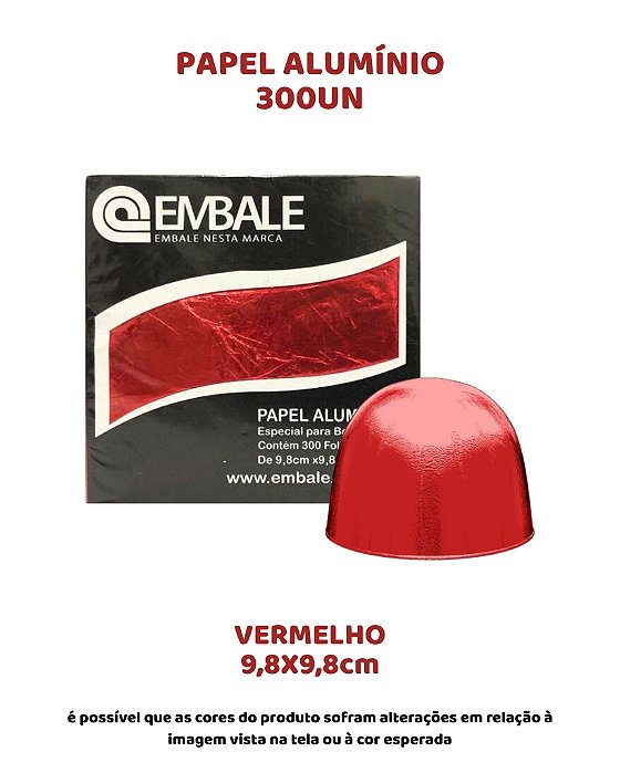 PAPEL ALUMÍNIO 9,8X9,8cm PARA TRUFAS E BOMBONS C/300UN - VERMELHO