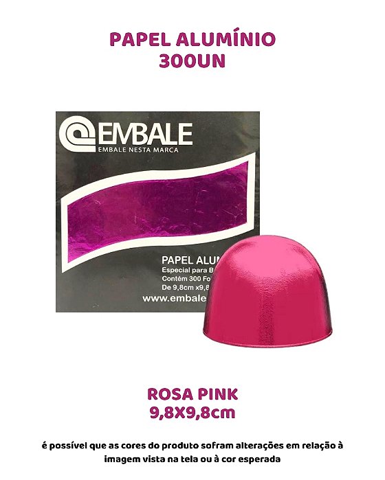 PAPEL ALUMÍNIO 9,8X9,8cm PARA TRUFAS E BOMBONS C/300UN - ROSA PINK