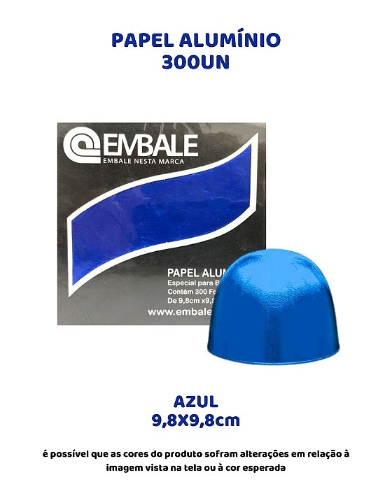 PAPEL ALUMÍNIO 9,8X9,8cm PARA TRUFAS E BOMBONS C/300UN - AZUL