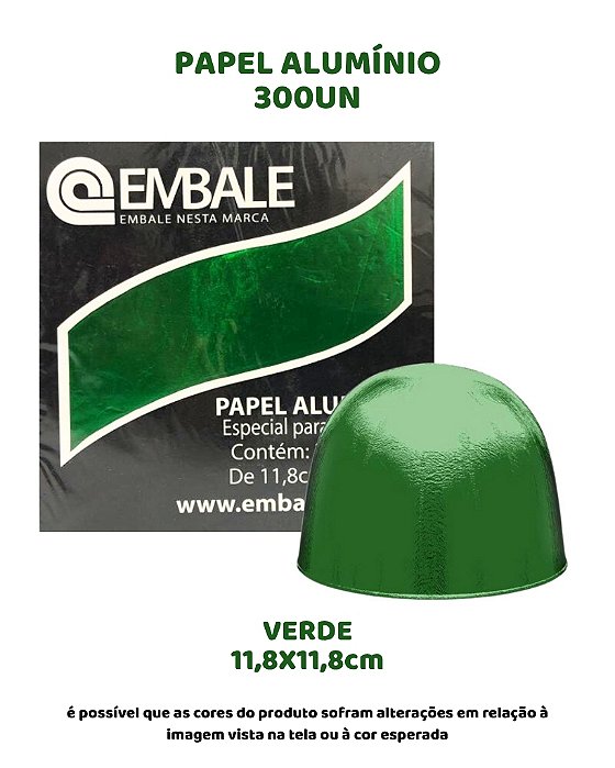 PAPEL ALUMINIO 11,8X11,8cm PARA TRUFAS E BOMBONS C/300UN - VERDE