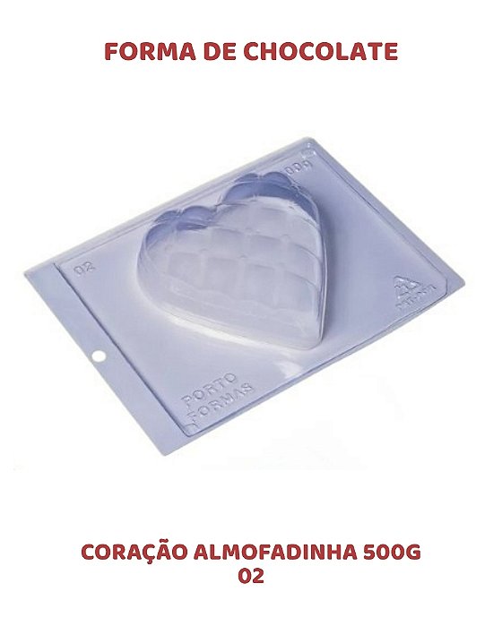FORMA PARA CHOCOLATE TRÊS PARTES - CORAÇÃO ALMOFADINHA 500g 02