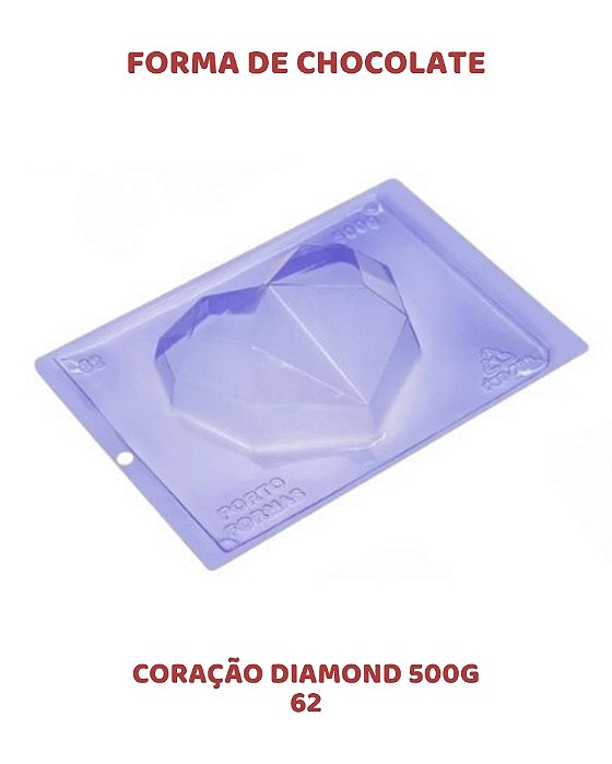 FORMA PARA CHOCOLATE TRÊS PARTES - CORAÇÃO DIAMOND 500g 62