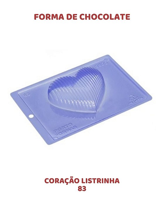 FORMA PARA CHOCOLATE TRÊS PARTES - CORAÇÃO LISTRINHA 83
