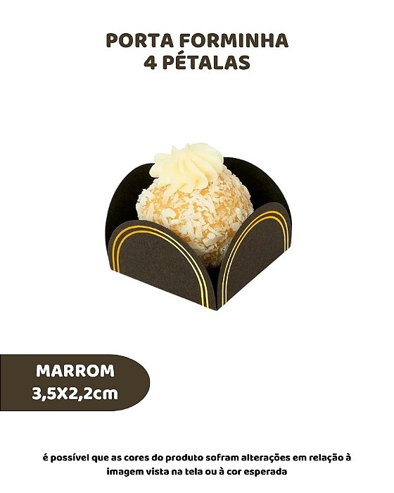 PORTA FORMINHA 4 PETÁLAS C/50UN - MARROM COM LINHA DOURADA - SULFORMAS