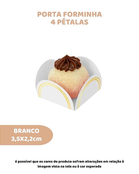 PORTA FORMINHA 4 PETÁLAS C/50UN - BRANCO COM DOURADO - SULFORMAS