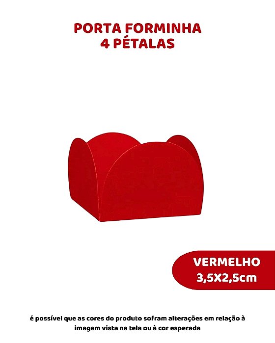 PORTA FORMINHA 4 PETÁLAS C/50UN - VERMELHO - FUNFESTAS
