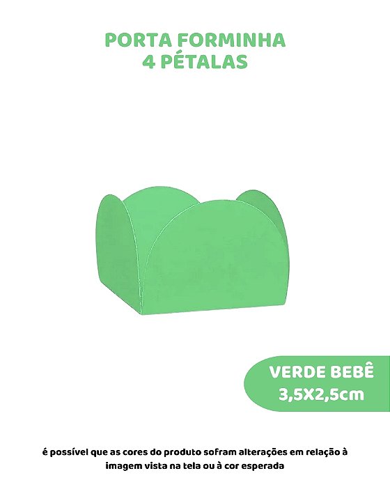 PORTA FORMINHA 4 PETÁLAS C/50UN - VERDE BEBÊ - FUNFESTAS