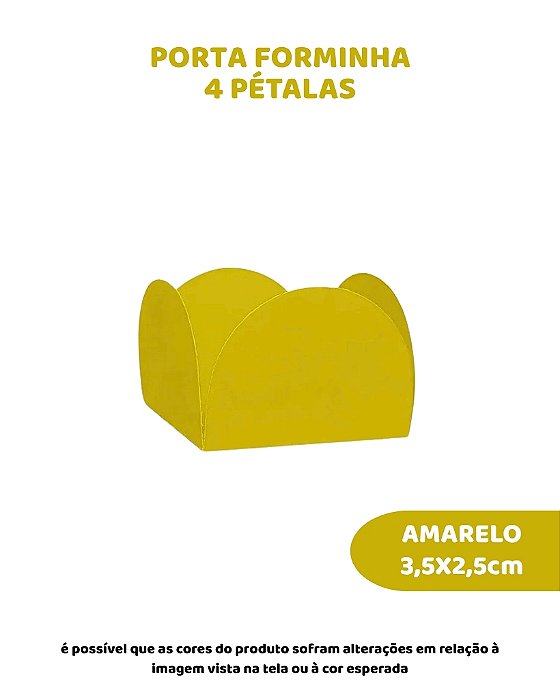 PORTA FORMINHA 4 PETÁLAS C/50UN - AMARELO - FUNFESTAS