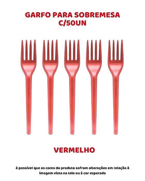 GARFO PARA SOBREMESA C/50UN - VERMELHO - BELLO FESTAS