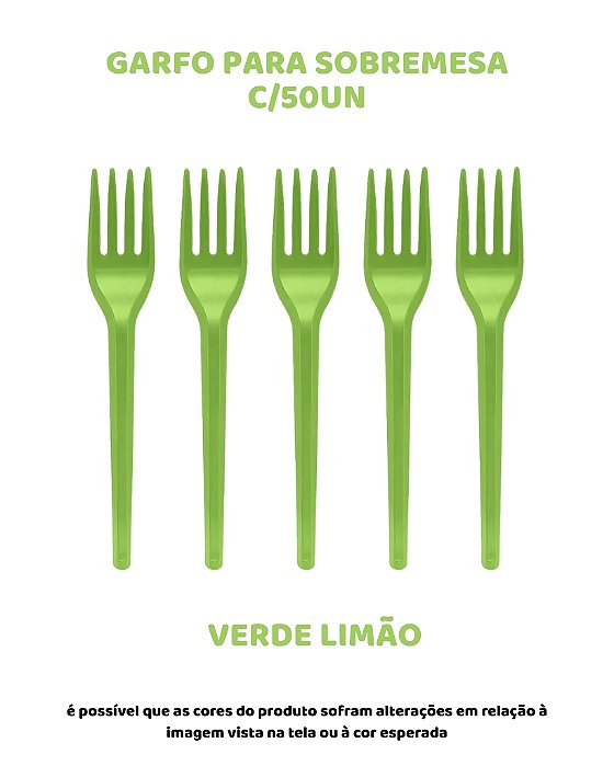 GARFO PARA SOBREMESA C/50UN - VERDE LIMÃO - BELLO FESTAS