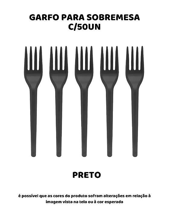 GARFO PARA SOBREMESA C/50UN - PRETO - BELLO FESTAS