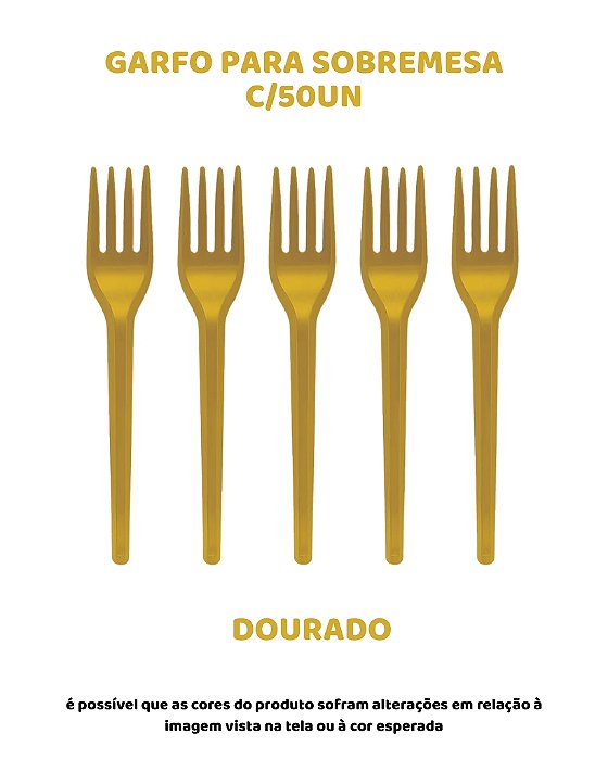 GARFO PARA SOBREMESA C/50UN - DOURADO - BELLO FESTAS