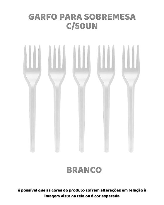 GARFO PARA SOBREMESA C/50UN - BRANCO - BELLO FESTAS
