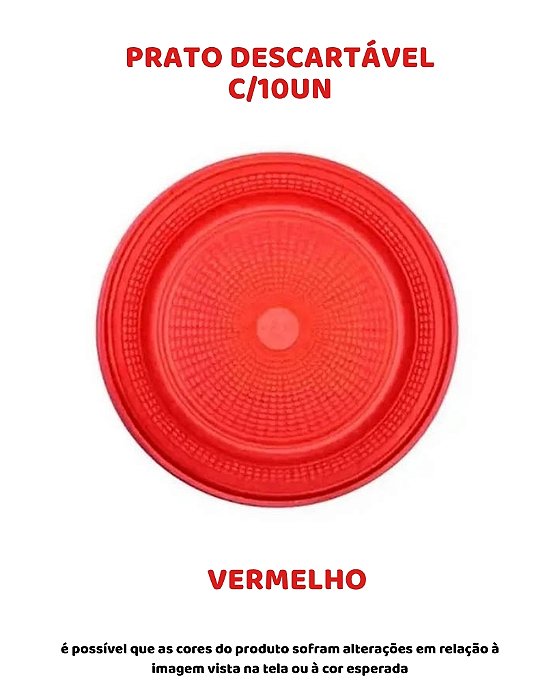 PRATO DESCARTÁVEL C/10UN - VERMELHO - TRIK TRIK