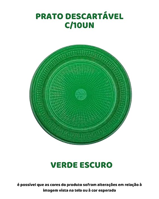 PRATO DESCARTÁVEL C/10UN - VERDE ESCURO - TRIK TRIK