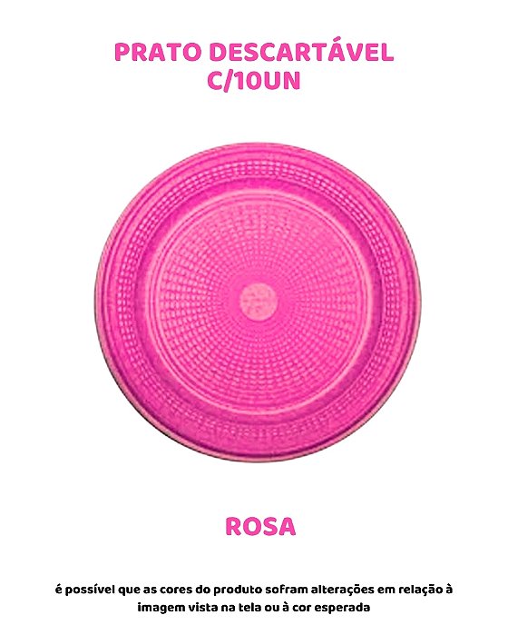 PRATO DESCARTÁVEL C/10UN - ROSA - TRIK TRIK