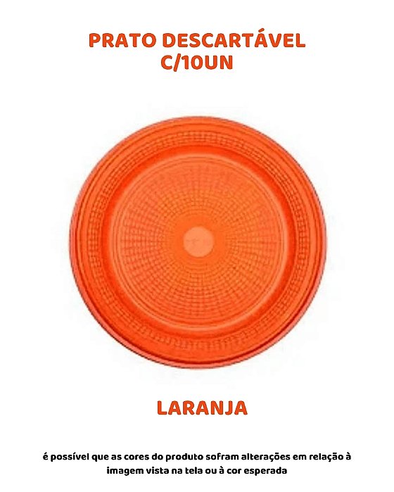 PRATO DESCARTÁVEL C/10UN - LARANJA - TRIK TRIK
