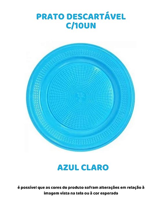 PRATO DESCARTÁVEL C/10UN - AZUL CLARO - TRIK TRIK
