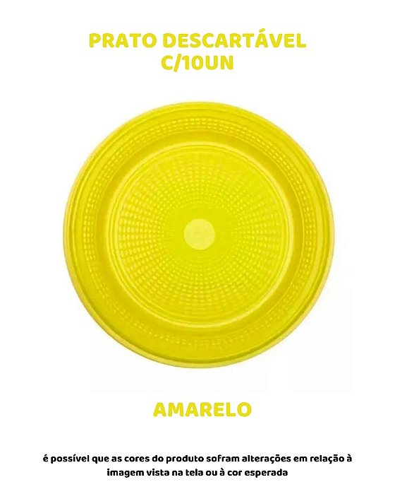 PRATO DESCARTÁVEL C/10UN - AMARELO - TRIK TRIK