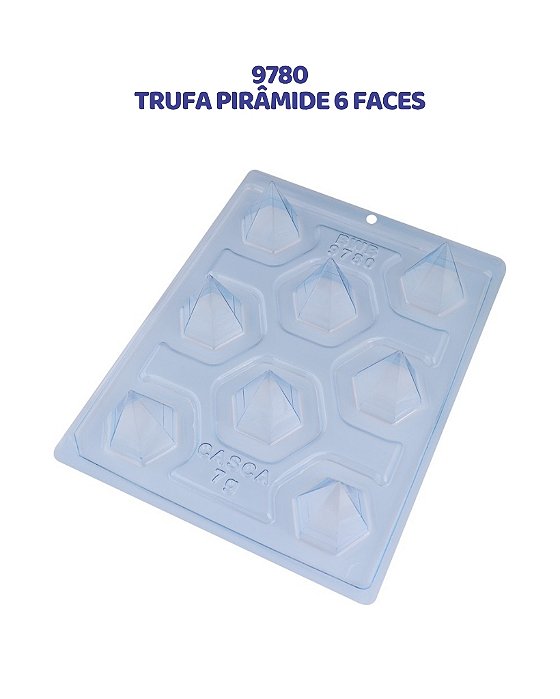 FORMA DE ACETATO 3 PARTES - TRUFA PIRÂMIDE 6 FACES (9780) - BWB