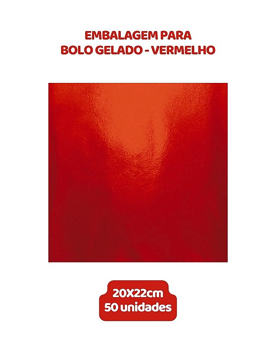EMBALAGEM PARA BOLO GELADO 20X22cm VERMELHO - CROMUS