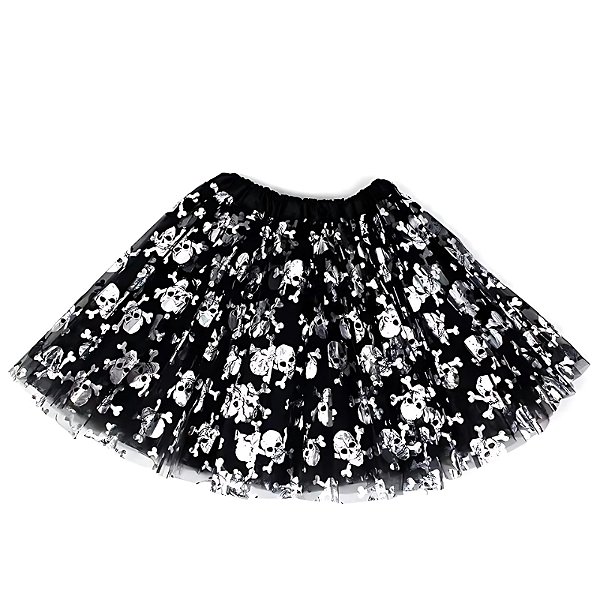 SAIA DE TULE CAVEIRA PRATA - HALLOWEEN