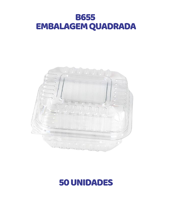 EMBALAGEM QUADRADA ARTICULADA C/50UN 300ML (B655) - BWB