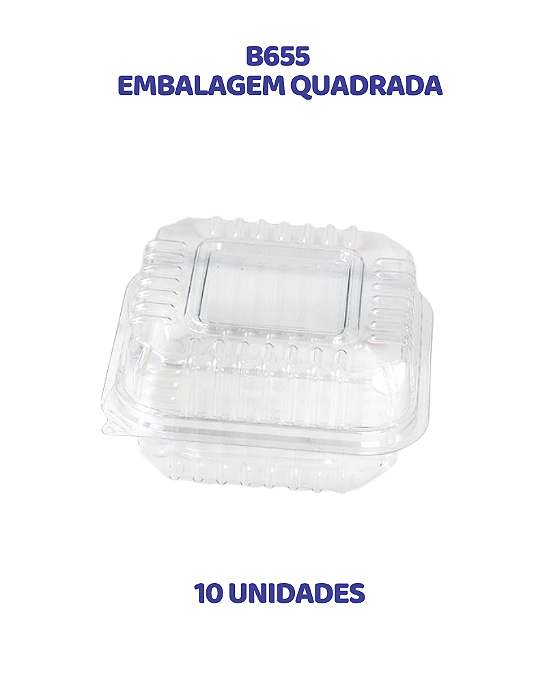 EMBALAGEM QUADRADA ARTICULADA C/10UN 300ML (B655) - BWB