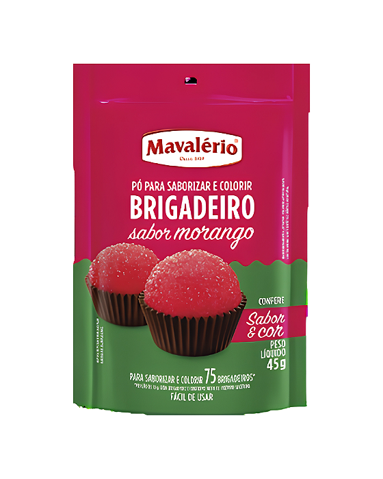 PÓ PARA SABORIZAR E COLORIR BRIGADEIRO MORANGO 45g - MAVALÉRIO