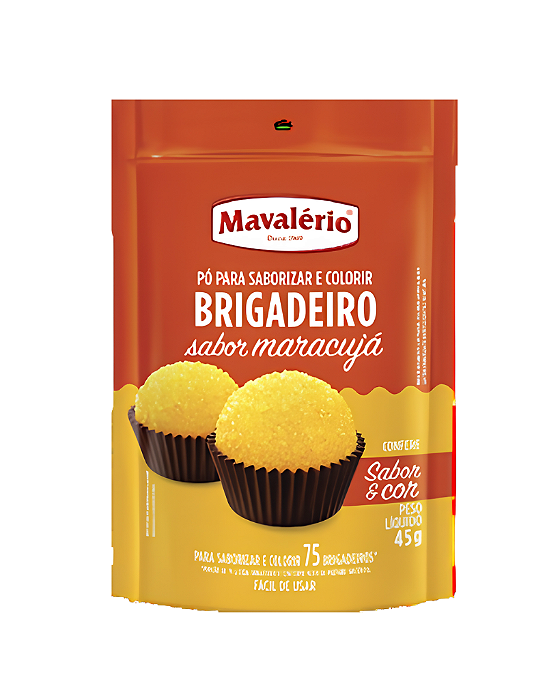 PÓ PARA SABORIZAR E COLORIR BRIGADEIRO MARACUJÁ 45g - MAVALÉRIO