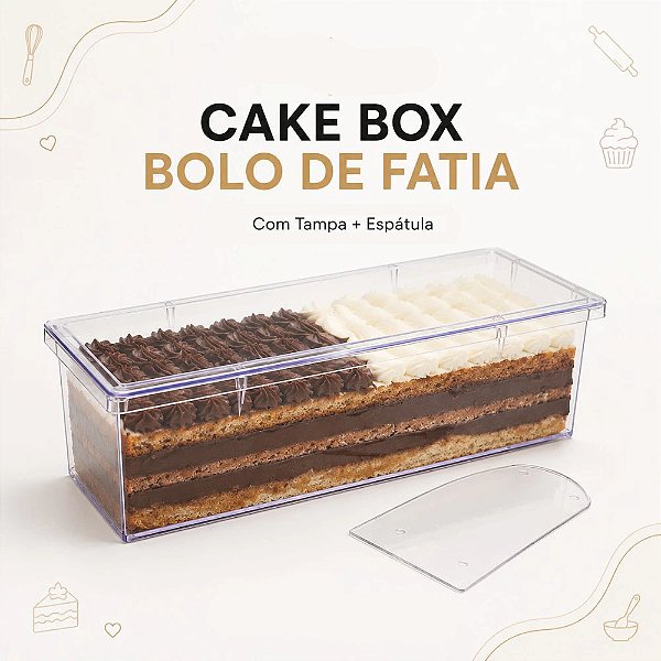 Cake Box Para Bolo Fatia Com Tampa E Espátula