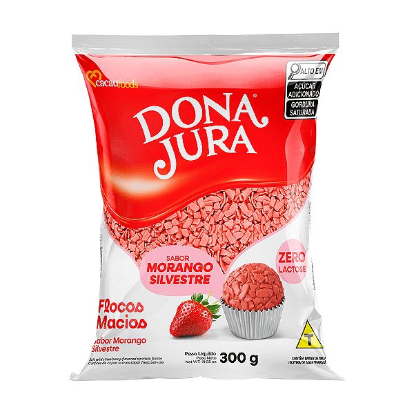 Flocos Macio Morango Silvestre Zero Lactose Dona Jura 300g CACAU FOODS