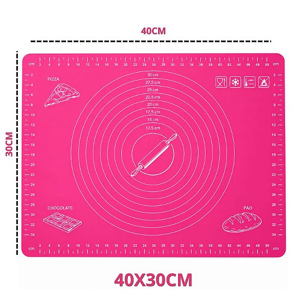 TAPETE DE SILICONE MULTIUSO ROSA 40X30CM - PRIME CHEF