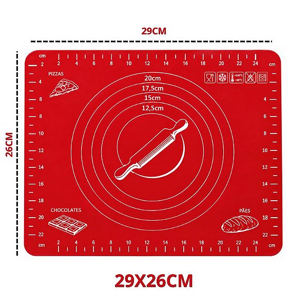 TAPETE DE SILICONE MULTIUSO VERMELHO 29X26CM - PRIME CHEF