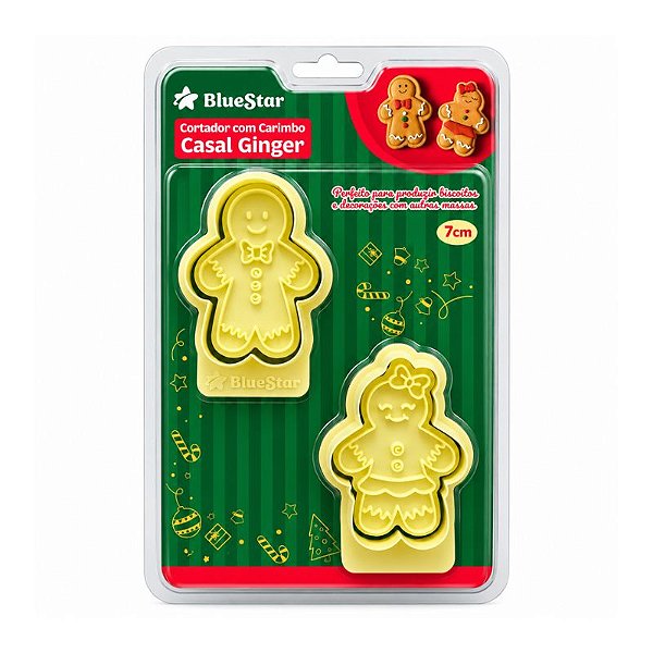KIT CORTADORES COM CARIMBOS CASAL GINGER C/4 PEÇAS - BLUESTAR