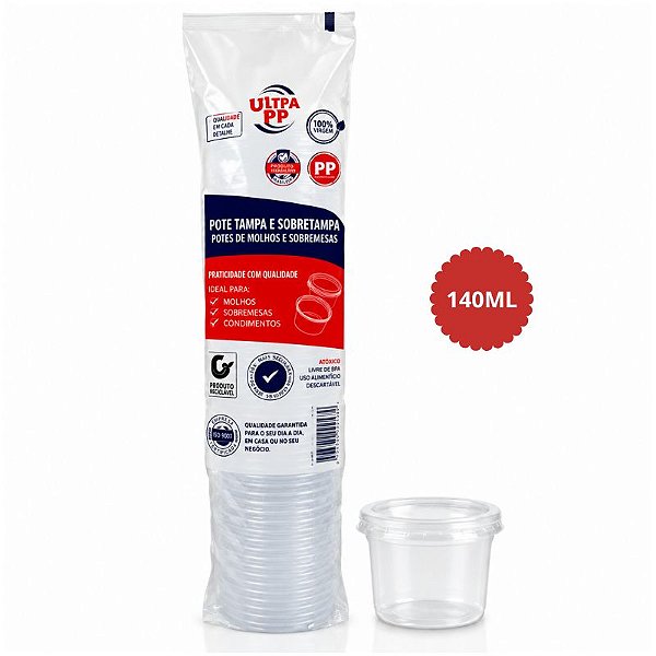 KIT POTE REDONDO COM TAMPA 140ML C/25 - ULTRA
