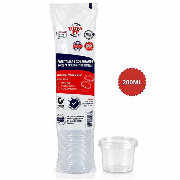 KIT POTE REDONDO COM TAMPA 200ML C/25 - ULTRA