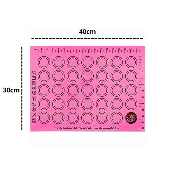 TAPETE DE SILICONE E FIBRA DE VIDRO COM MARCAÇÃO 40X30CM - PRIME CHEF