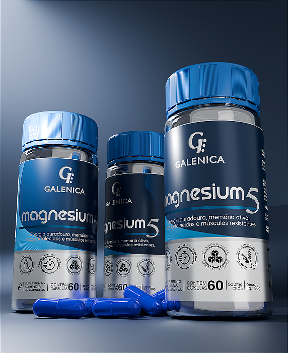 Magnesium 5 - 5 Formas de Magnésio- Solução Completa para Corpo e Mente- com Magnésio Treonato- Pack com 3 Potes