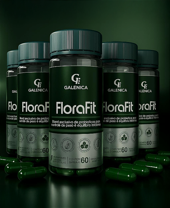 FloraFit - Probióticos para Emagrecer-Saúde Intestinal- Reduz Inchaço Abdominal - 5 Potes