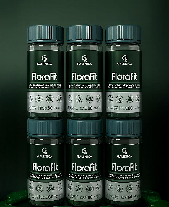 FloraFit - Probióticos para Emagrecer-Saúde Intestinal-Reduz Inchaço Abdominal - 6 Potes