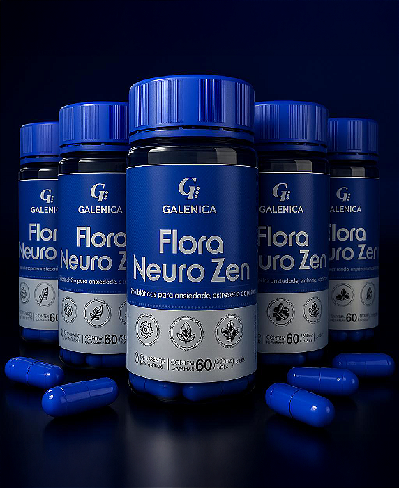 Flora Neuro Zen - Probióticos para Ansiedade-Estresse-Cognição-5 potes