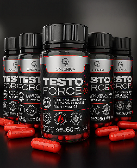 TESTO FORCE-Blend Natural para Força, Virilidade e Performance - 5 potes