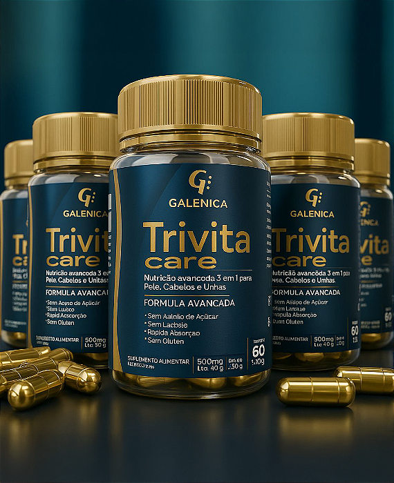 Trivita Care – Nutrição Avançada 3 em 1 para Pele, Cabelos e Unhas - 5 potes