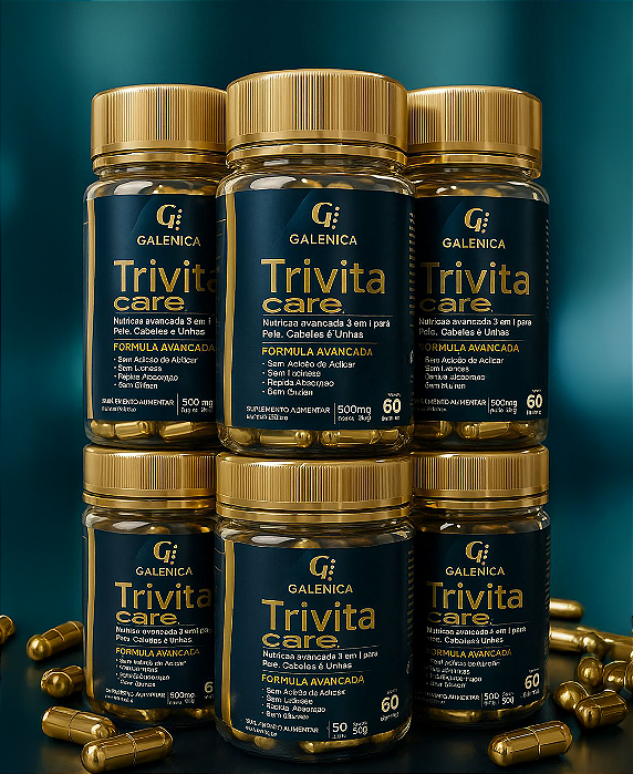 Trivita Care – Nutrição Avançada 3 em 1 para Pele, Cabelos e Unhas - 6 potes