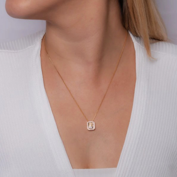 COLAR MEDALHA NOSSA SENHORA APARECIDA CRAVEJADA