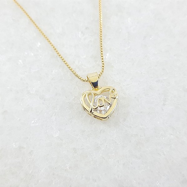 COLAR CORAÇÃO LOVE COM ZIRCONIA