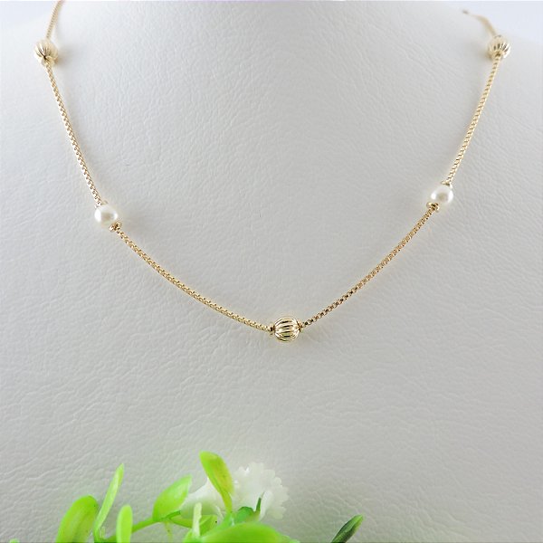 COLAR MINI PEROLAS E BOLINHAS