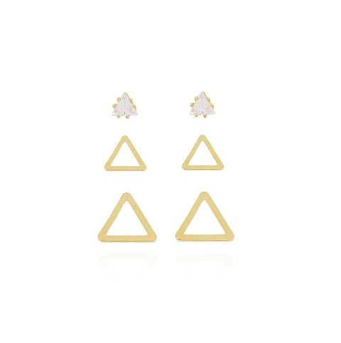 TRIO DE BRINCOS TRIÂNGULOS