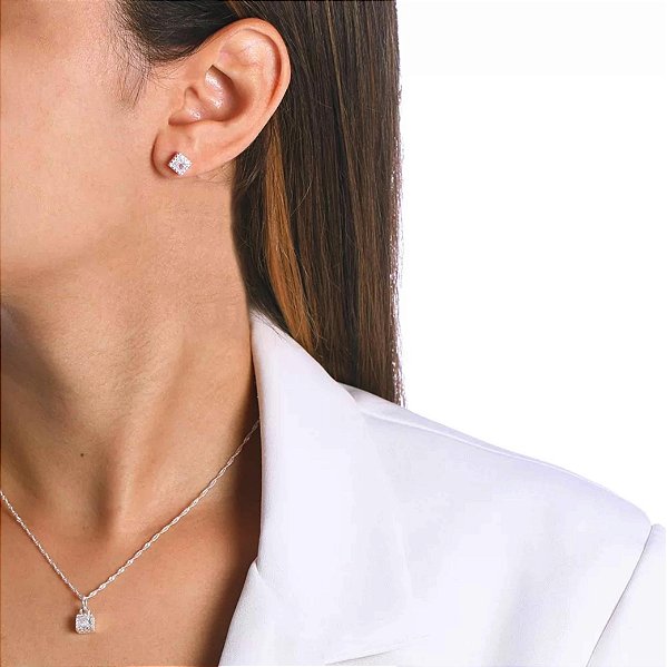 CONJUNTO PONTO DE LUZ QUADRADO EM PRATA